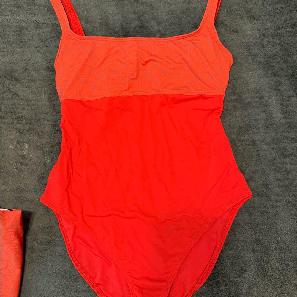 Coach Red Orange One-Piece Swimsuit